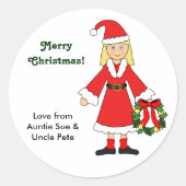 カスタマイズ- – かわいいクリスマス写真(女の子) ラウンドシール (正面)