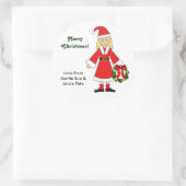 カスタマイズ- – かわいいクリスマス写真(女の子) ラウンドシール (バッグ)