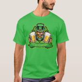 カスタマイズ アイルランドの妖精 ビールを任せろ 四つ葉のクローバー Tシャツ (正面)