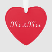 カスタマイズ/イニシャルカップルのモノグラム赤い白 オーナメント (正面)