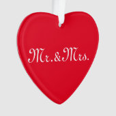 カスタマイズ/イニシャルカップルのモノグラム赤い白 オーナメント (正面)