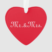 カスタマイズ/イニシャルカップルのモノグラム赤い白 オーナメント (裏面)