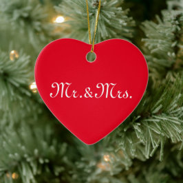 カスタマイズ/イニシャルカップルのモノグラム赤い白 セラミックオーナメント