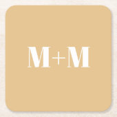 カスタマイズ/イニシャルホワイトレターナンバラクダ スクエアペーパーコースター (正面)