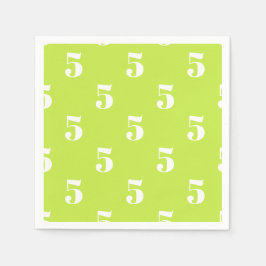 カスタマイズ/イニシャルホワイトレター番号ライムグリーン スタンダードカクテルナプキン