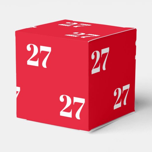 カスタマイズ/イニシャル付きホワイトレター番号赤いギフト フェイバーボックス (裏面サイド)