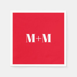 カスタマイズ/イニシャル付きホワイトレター番号赤紙 スタンダードカクテルナプキン