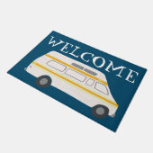 カスタマイズ!ウェルカムキャンパーヴィンテージヴァンライフRV ドアマット (アングル)