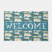 カスタマイズ!ウェルカムキャンパーヴィンテージヴァンライフRV ドアマット (正面)