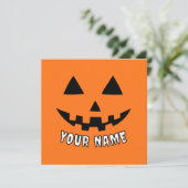 カスタマイズ オレンジ パンプキン ハロウィン あなたの名前 シーズンカード (スタンド正面)