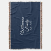 カスタマイズ カップルの姓、年、番号 ネイビー スローブランケット (正面縦)