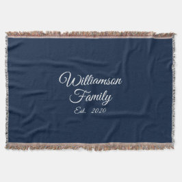 カスタマイズ カップルの姓、年、番号 ネイビー スローブランケット
