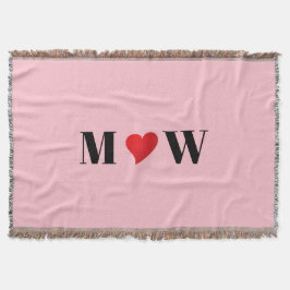 カスタマイズ カップルイニシャル A が B を愛してる 赤いハート ピンク スローブランケット