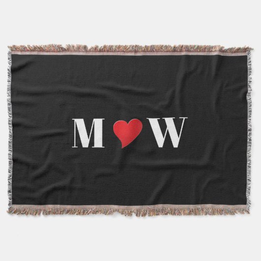 カスタマイズ カップル initials A が B を愛してる 赤いハート スローブランケット (正面)