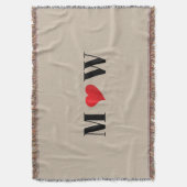 カスタマイズ カップル initials A が B を愛する 赤いハート スローブランケット (正面縦)