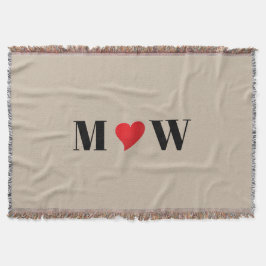 カスタマイズ カップル initials A が B を愛する 赤いハート スローブランケット