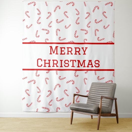カスタマイズ キャンディケーン クリスマス タペストリー (インサイチュ)