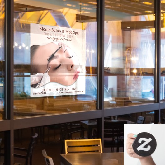 カスタマイズ サロン メド スパ マイクロピグメンテーション メイクアップ ウィンドウサイン (レストラン窓)