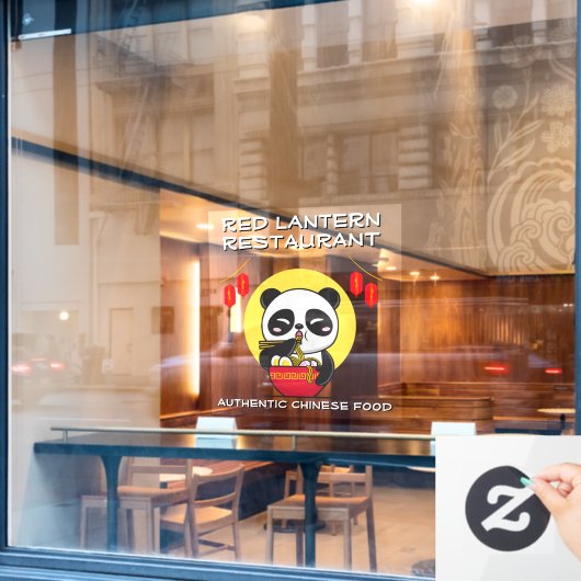 カスタマイズ パンダベアー麺類 中華料理店 ウィンドウサイン (カフェ窓)