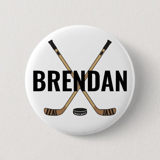 カスタマイズ パーソナライズ ホッケー 名前 ホッケー フレア 缶バッジ (正面)