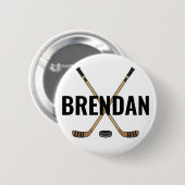 カスタマイズ パーソナライズ ホッケー 名前 ホッケー フレア 缶バッジ (正面&裏面)