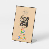 カスタマイズ ビジネス レビュー QR コード ロゴ 台座サイン (正面)