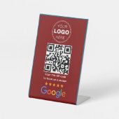 カスタマイズ ビジネス レビュー QR コード ロゴ 台座サイン (正面)