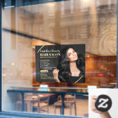 カスタマイズ ビューティー ヘア サロン ブルネット モデル ショップ ウィンドウサイン (カフェ窓)