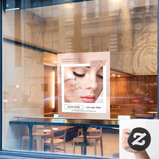 カスタマイズ ピンク エレガント 美容 まつげエクステンション ウィンドウサイン (カフェ窓)