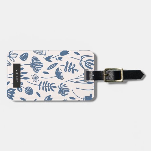 カスタマイズ |フォーク植物学プリント ラゲッジタグ (正面横)