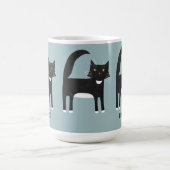 カスタマイズ ブラック&ホワイト 猫 コーヒーマグカップ (中央)