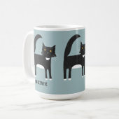 カスタマイズ ブラック&ホワイト 猫 コーヒーマグカップ (正面左)