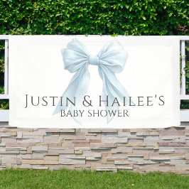 カスタマイズ ブルー リボン ガール コケッティ ベビーシャワー 横断幕