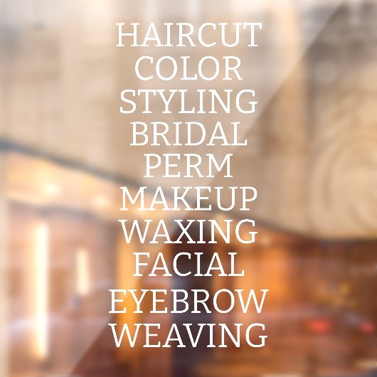 カスタマイズ ヘア サロン スパ サービス一覧 大型窓用ステッカー ウィンドウサイン (シート2)