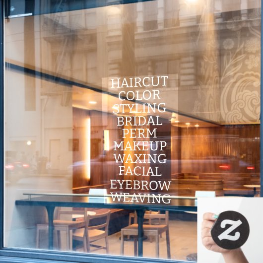 カスタマイズ ヘア サロン スパ サービス一覧 大型窓用ステッカー ウィンドウサイン (カフェ窓)