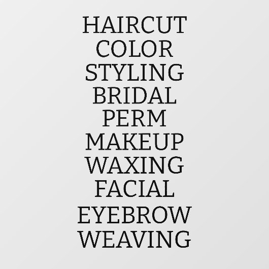 カスタマイズ ヘア サロン スパ サービス一覧 大型 ウィンドウサイン (シート)