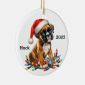 カスタマイズ ボクサー クリスマス 犬 セラミックオーナメント (右)