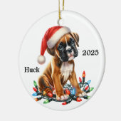 カスタマイズ ボクサー クリスマス 犬 セラミックオーナメント (左)