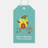 カスタマイズ「メリークリスマス」かわいいクリスマスフクロウ ギフトタグ (正面)
