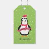 カスタマイズ"メリークリスマス"のかわいいペンギン ギフトタグ (正面)