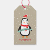 カスタマイズ"メリークリスマス"のかわいいペンギン ギフトタグ (正面)