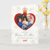 カスタマイズ メリークリスマス＆良いお年を 写真 カード (黄色い花)