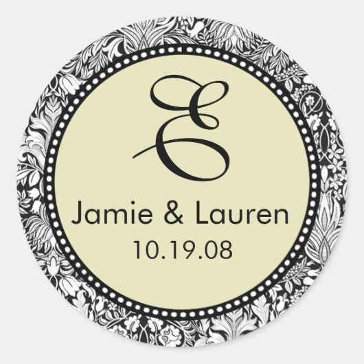 カスタマイズ...モノグラム結婚式用シール ラウンドシール (正面)