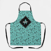 カスタマイズ |モノグラム |ティール（緑がかった色） |フローラ |叔母 エプロン (正面)
