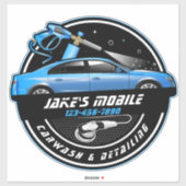 カスタマイズ モバイルカーウォッシュ 洗車 青 ビジネス シール (シート)