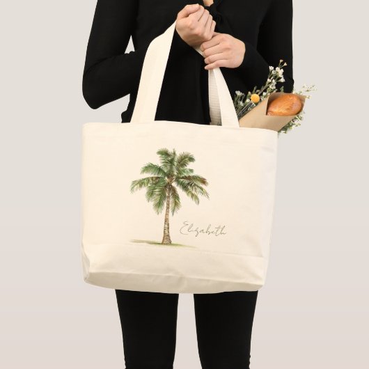 カスタマイズ ヤシの木 ラージトートバッグ (正面(商品))