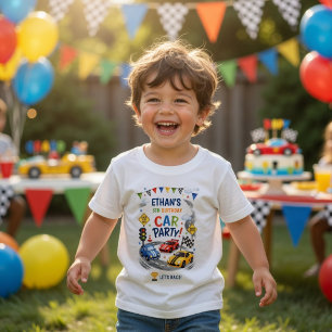 カスタマイズ レーシングカー 誕生日 キッズ カーパーティー トドラーTシャツ