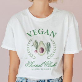 カスタマイズ ヴィーガン ソーシャル クラブ 名前と年号入り Tシャツ