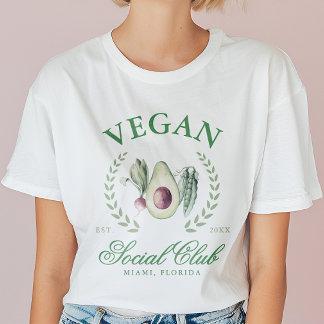 カスタマイズ ヴィーガン ソーシャル クラブ 名前と年号入り Tシャツ