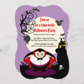 カスタマイズ、不気味なハロウィーンかわいいドラキュラの吸血鬼: 招待状 (正面/裏面)